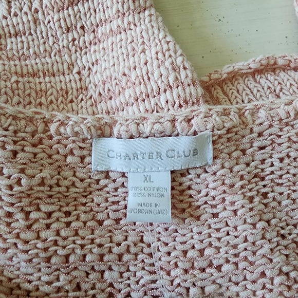 SWEATER CHARTER CLUB Knit Pink White Rolled Edges Long Sleeves Sz X-Large NWT - Picture 3 of 9